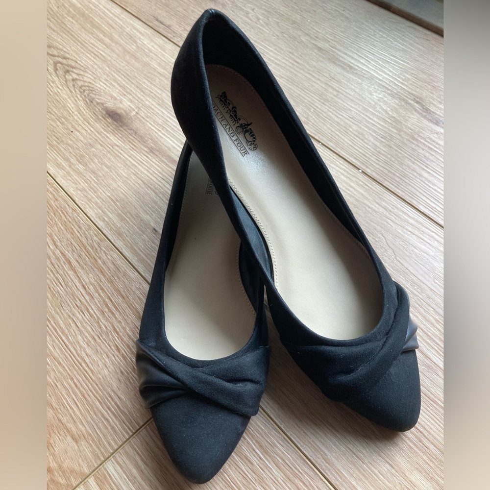 Coach & Four Black Pointed Flats Size 9